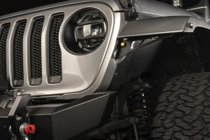 Jeep Wrangler Fender Flare Kits - Front - Rugged Ridge - Chop Bracket Kit with Bullet-Style Lights - Matte Black - `18-`22